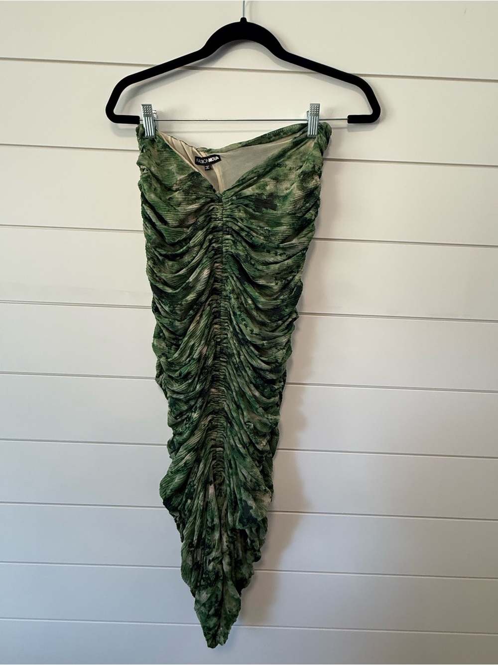 Fashion Nova Green Ruched cinch Skirt Reptile Poison Ivy
